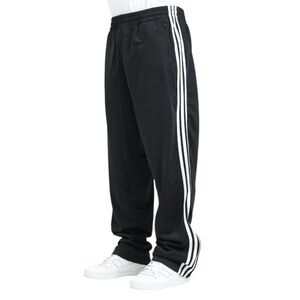 NBN Gear Big & Tall Black Track Pants White Stripes Open Zipper Hem Mens…